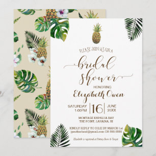 Invitation Fête de l'mariée des Feuilles tropicaux Pineapple 