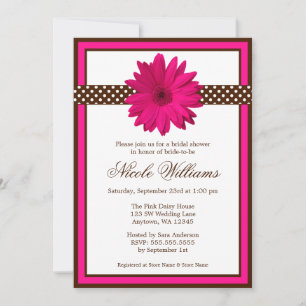 Invitation Fête de l'mariée des Pois Brown de rose Daisy