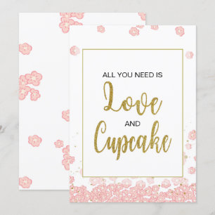 Invitation Fête de l'mariée des signes Cupcake Pink and Gold