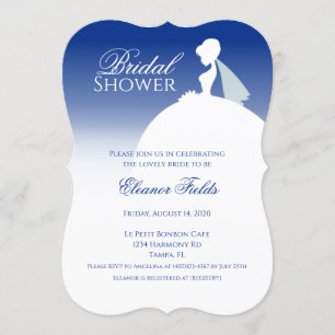 Invitation Fête de l'mariée élégante bleue de la marine