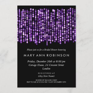 Invitation Fête de l'mariée élégante Lumières violettes moder