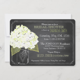 Invitation Fête de l'mariée en damier blanc Hydrangea Jar