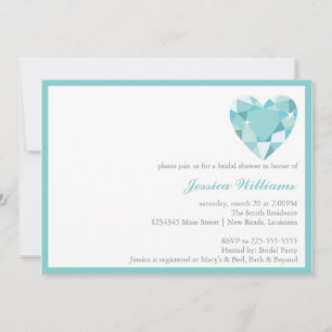 Invitation Fête de l'mariée en pierre de coeur bleue