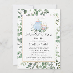 Invitation Fête de l'mariée Eucalyptus Green High Tea Party