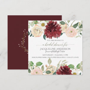 Invitation Fête de l'mariée Fall Chrysanthemum Marsala Rose