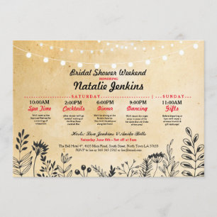 Invitation Fête de l'mariée Fête Florale Itinéraire Bachelore