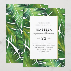Invitation Fête de l'mariée Feuille moderne Green Tropical