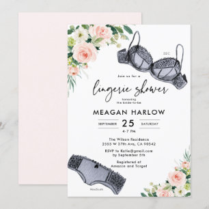 Invitation Fête de l'mariée Floral Lingerie Party