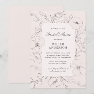 Invitation Fête de l'mariée florale de brumes de pivoine à mâ