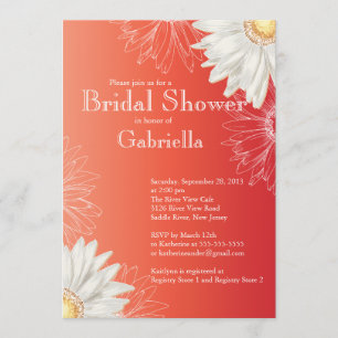 Invitation Fête de l'mariée Florale de la marée rouge