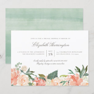 Invitation Fête de l'mariée florale d'été Peaches & Cream