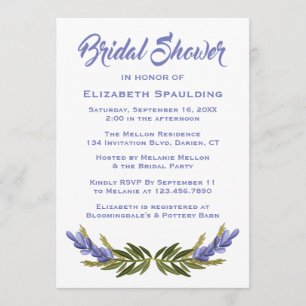 Invitation Fête de l'mariée Florale Gold & White Feuilles & F