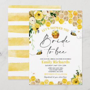Invitation Fête de l'mariée Florale Jaune Mariée D'Être