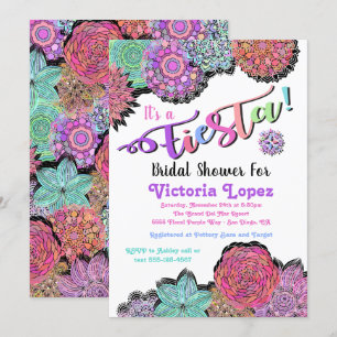Invitation Fête de l'mariée Florale mexicaine de Mandala