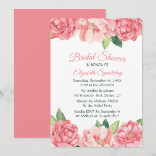 Invitation Fête de l'mariée Florale Roses roses roses Pignons