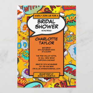 Invitation Fête de l'mariée Fun Retro