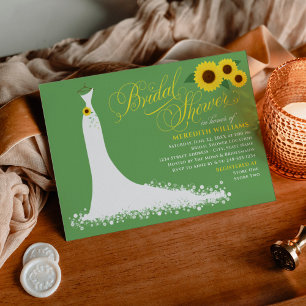 Invitation Fête de l'mariée Green Sunflower Mariage Gown