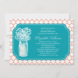 Invitation Fête de l'mariée Honeypeb Mason Jar Fleurs sauvage