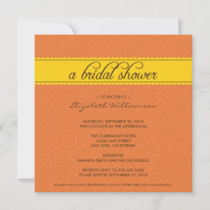 Invitation Fête de l'mariée intime personnalisée (orange/jaun