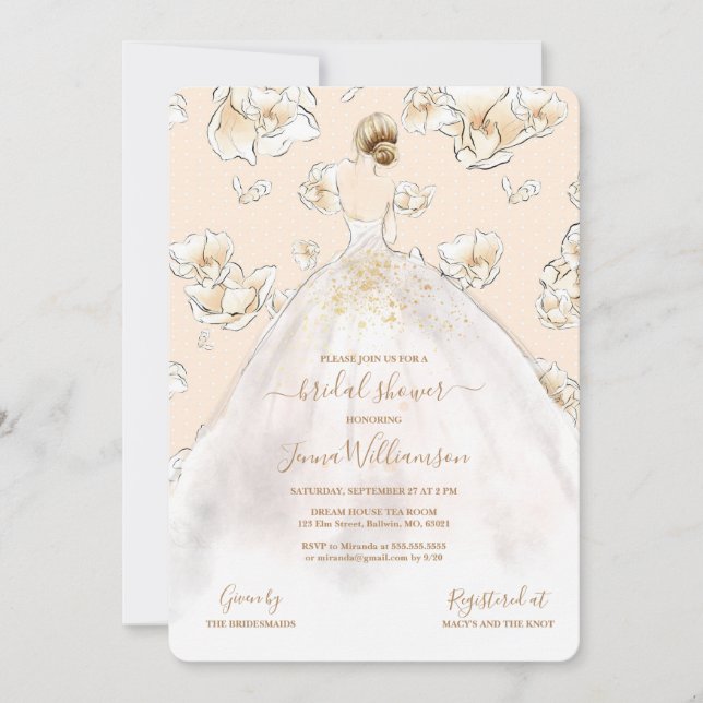 Invitation Fête de l'mariée Magnolia de la mariée borde d'aqu (Devant)