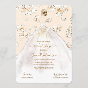 Invitation Fête de l'mariée Magnolia de la mariée borde d'aqu