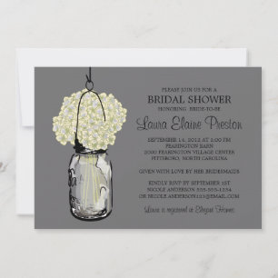 Invitation Fête de l'mariée Mason Jar Hydrangeas