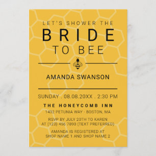 Invitation Fête de l'mariée moderne Honeypeb & Bee