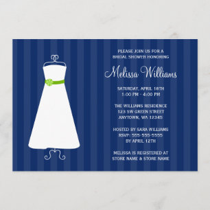 Invitation Fête de l'mariée moderne Navy Blue and Green Gown