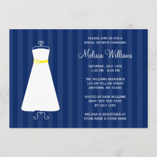 Invitation Fête de l'mariée moderne Navy Blue and Yellow Gown