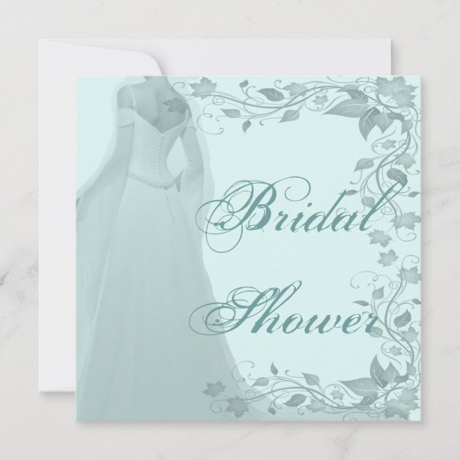 Invitation Fête de l'mariée Pastel Blue Gown & Vines (Devant)