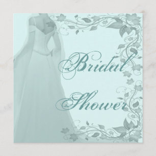 Invitation Fête de l'mariée Pastel Blue Gown & Vines