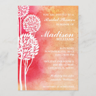Invitation Fête de l'mariée Peach Ombre Trees