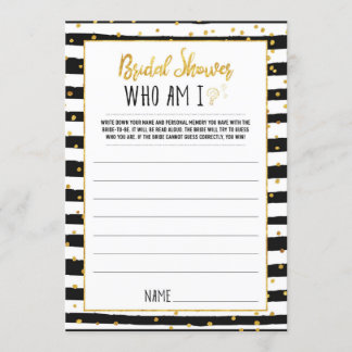 Invitation Fête de l'mariée Qui suis-je partie| Gold Confetti