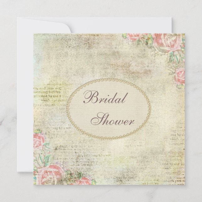 Invitation Fête de l'mariée Rose chic Pearls and Lace Shabby (Devant)