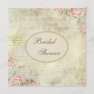 Invitation Fête de l'mariée Rose chic Pearls and Lace Shabby
