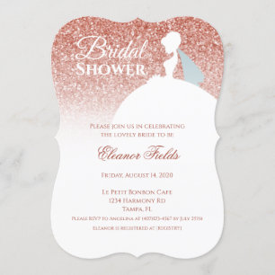 Invitation Fête de l'mariée Rose de Parties scintillant Gold