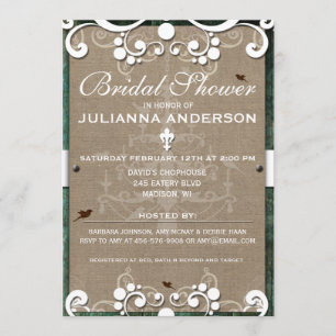 Invitation Fête de l'mariée Shabby Chic Rustic Burlap Invitat