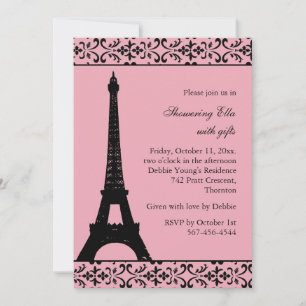 Invitation Fête de l'mariée Tres Paris (rose)