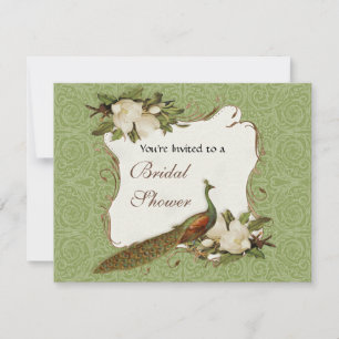 Invitation Fête de l'mariée - Vintage Peacock & Magnolia Swir