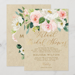 Invitation Fête de l'mariée virtuelle florale couleur rose pâ