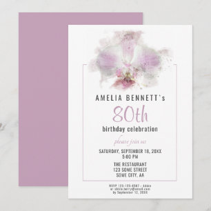 Invitation Fête de l'orchidée rose Aquarelle Florale 80e anni