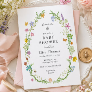 Invitation Fête de Maman Fleur pour Bébé Abeille