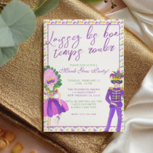 Invitation Fête de Mardi Gras en masque à l'aquarelle