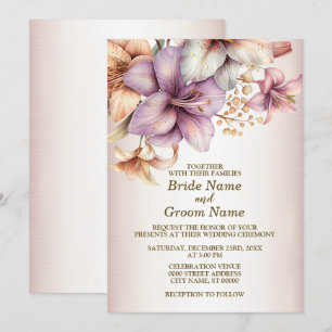Invitation Fête de mariage aquarelle Boho rose Fleurs élégant