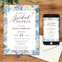 Fête de mariage aquarelle Hydrangea Bleu Poussiére