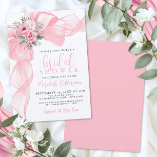 Invitation Fête de Mariage au Ruban Rose Élégant