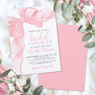Invitation Fête de Mariage au Ruban Rose Élégant
