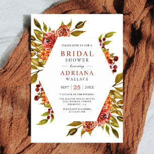 Invitation Fête de mariage automne floral orange brûlé