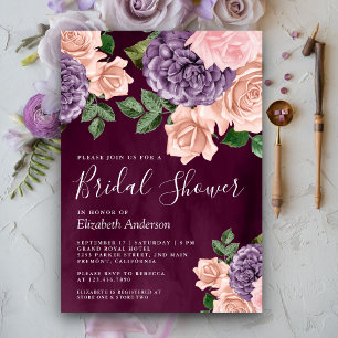Invitation Fête de Mariage aux Fleurs Pourres de Pêche Poussi