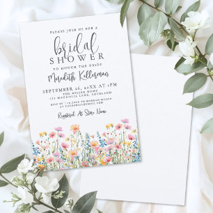 Invitation Fête de Mariage aux Fleurs Sauvages Colorées Botan